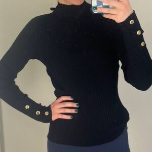 Blacked Turtleneck with Gold Buttons